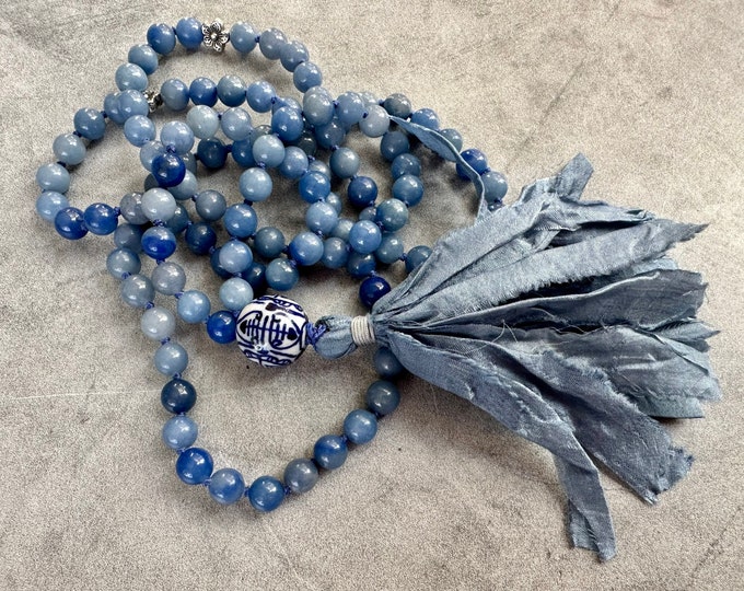 The Mala of Perseverance - Blue Aventurine