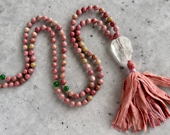 The Abundance Mentality Mala - Petrified Rhodonite and Green Aventurine