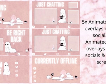 Animated "pink ghost" stream overlays - Halloween - Ghost - Spooky - Twitch