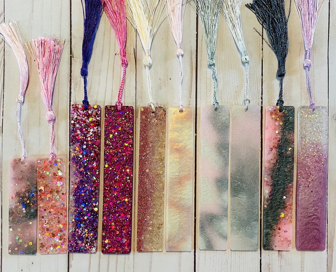 Pink Glitter Resin Bookmarks - Etsy