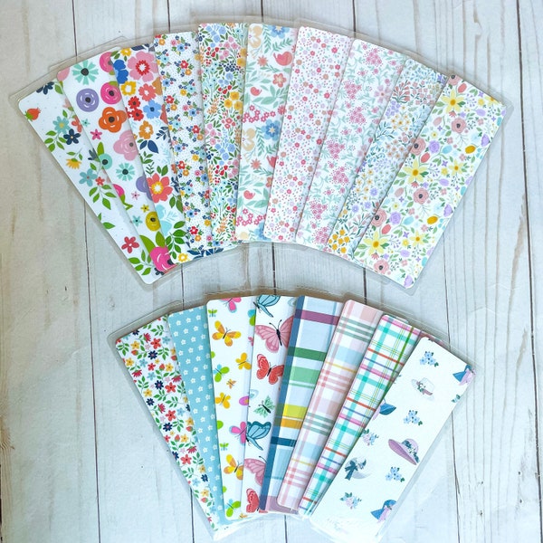 Spring Bookmarks - Floral Bookmarks, Butterfly Bookmarks, Pretty Bookmarks - Double Sided - Laminated Bookmarks