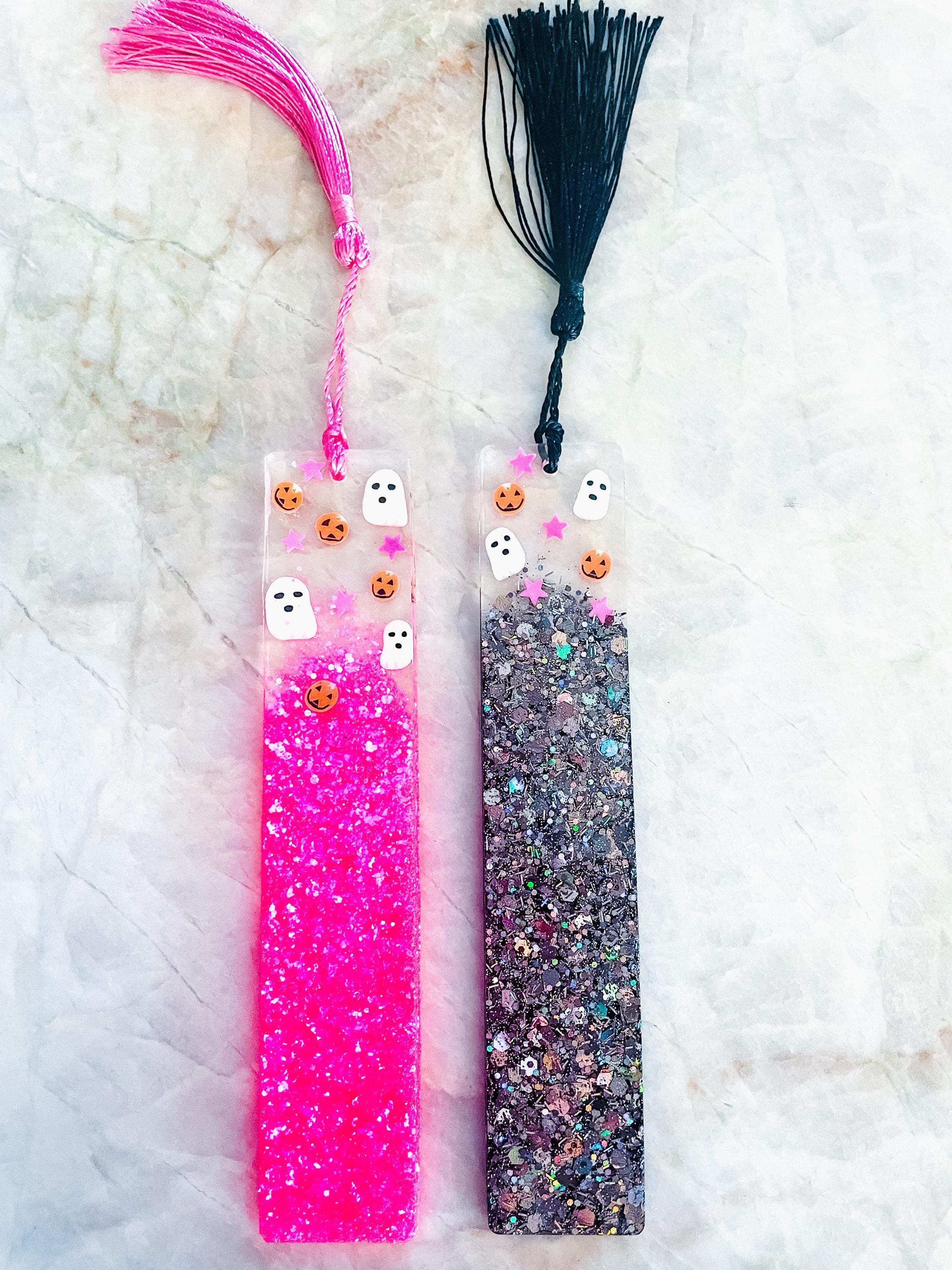 Ghost, Pink and Black, Halloween, Holographic Glitter Resin Bookmark - Etsy