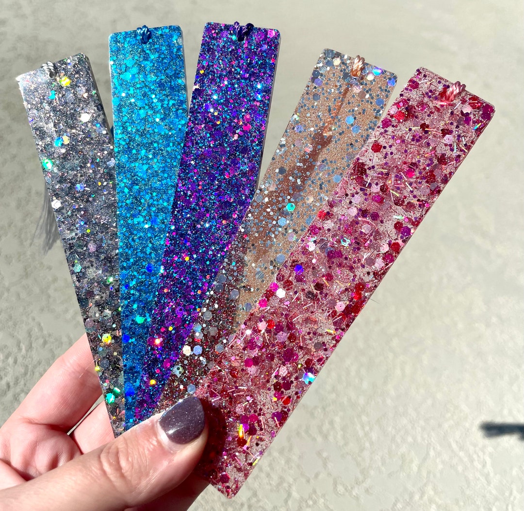 Glitter Resin Bookmarks - Holographic - Etsy