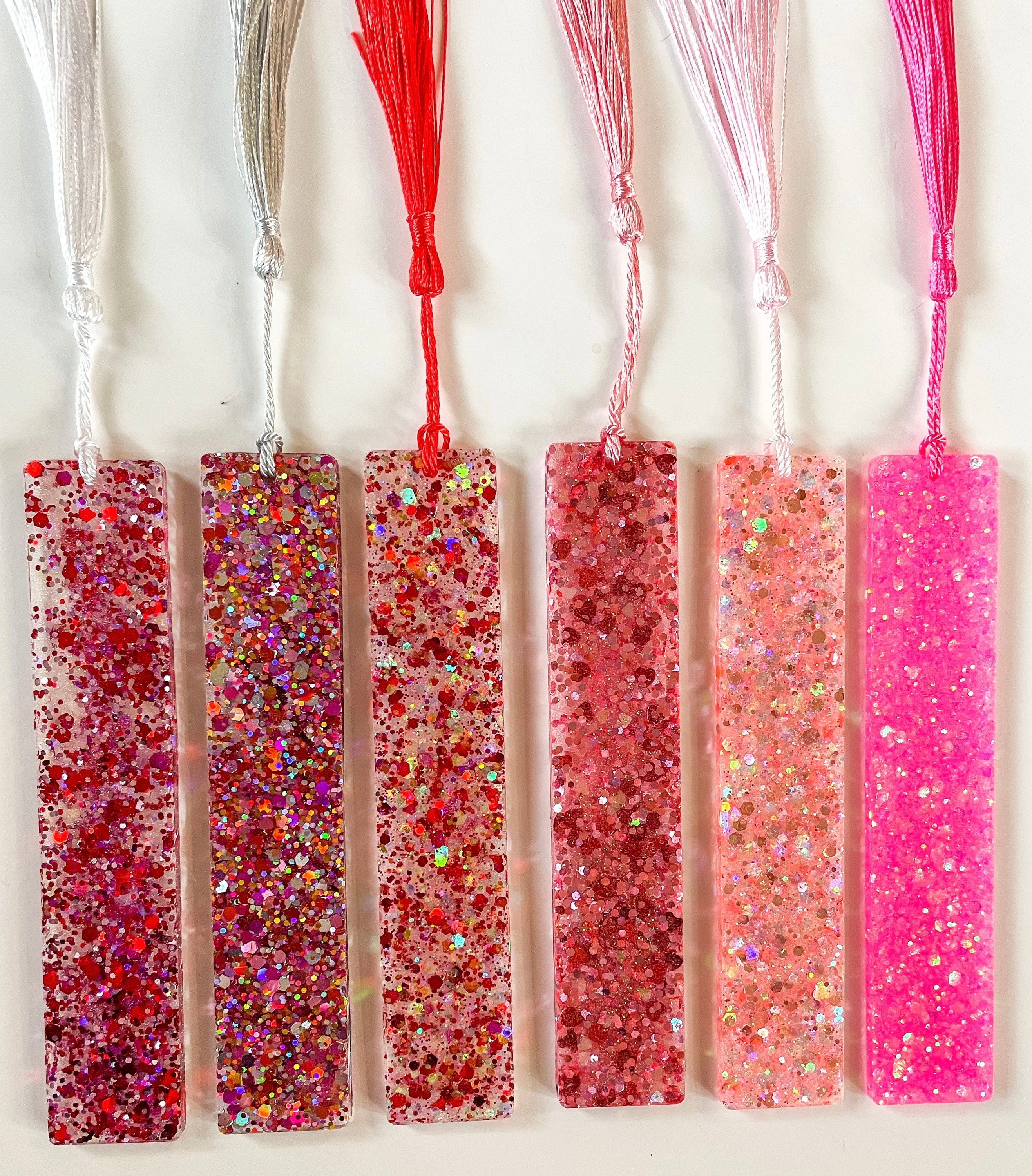 Pink and Red Glitter Holographic Resin Bookmarks - Etsy