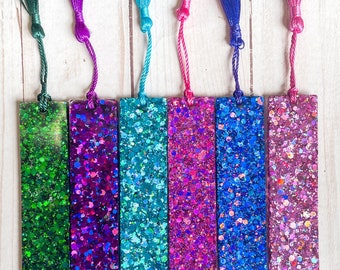 Bright Color Shift Glitter Bookmarks, Sparkly, Holographic Glitter, Gift for Readers, Handmade Resin Bookmarks