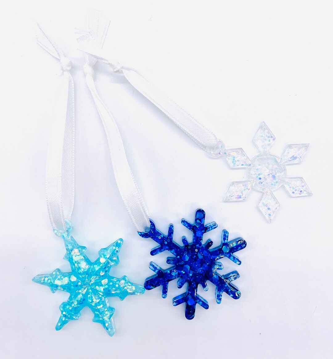 Custom Snowflake Ornaments Set of 3 Small Glitter - Etsy