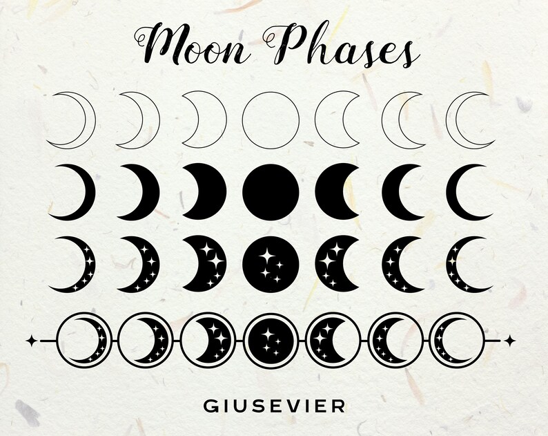 MOON PHASE SVG Commercial Use Svg, Crescent Moon Svg, Celestial Moon