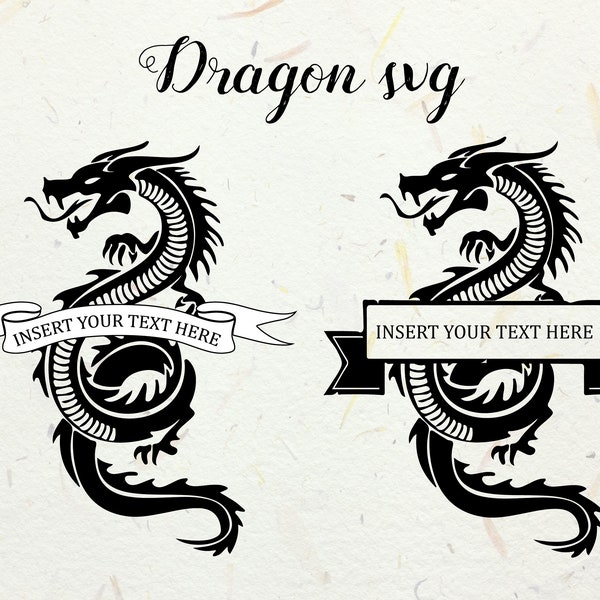 Dragon SVG Cut File for Cricut, Silhouette - Sticker, Decal Making - Place your Own Text - DND Fans T Shirt Design, dragon text svg, dragon