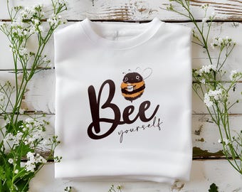 Koszulka z grafiką „Bee Yourself” | Pszczoła miodna, pozytywny cytat
