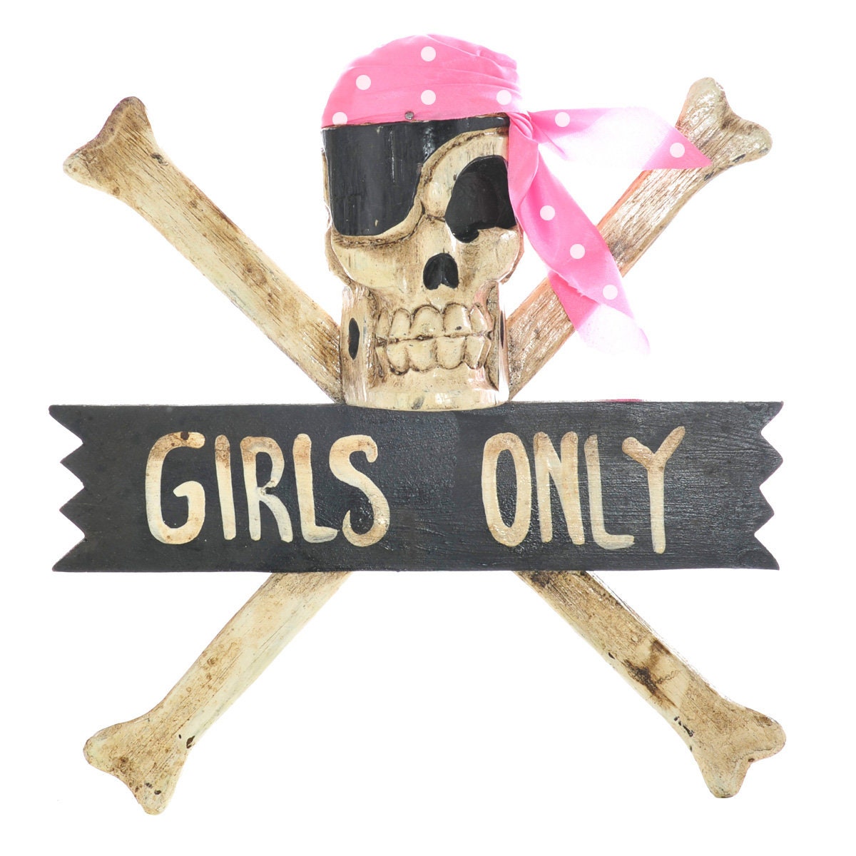 Girls Only Skull and Crossbones Pirate Sign - Handmade - Fair Trade ...