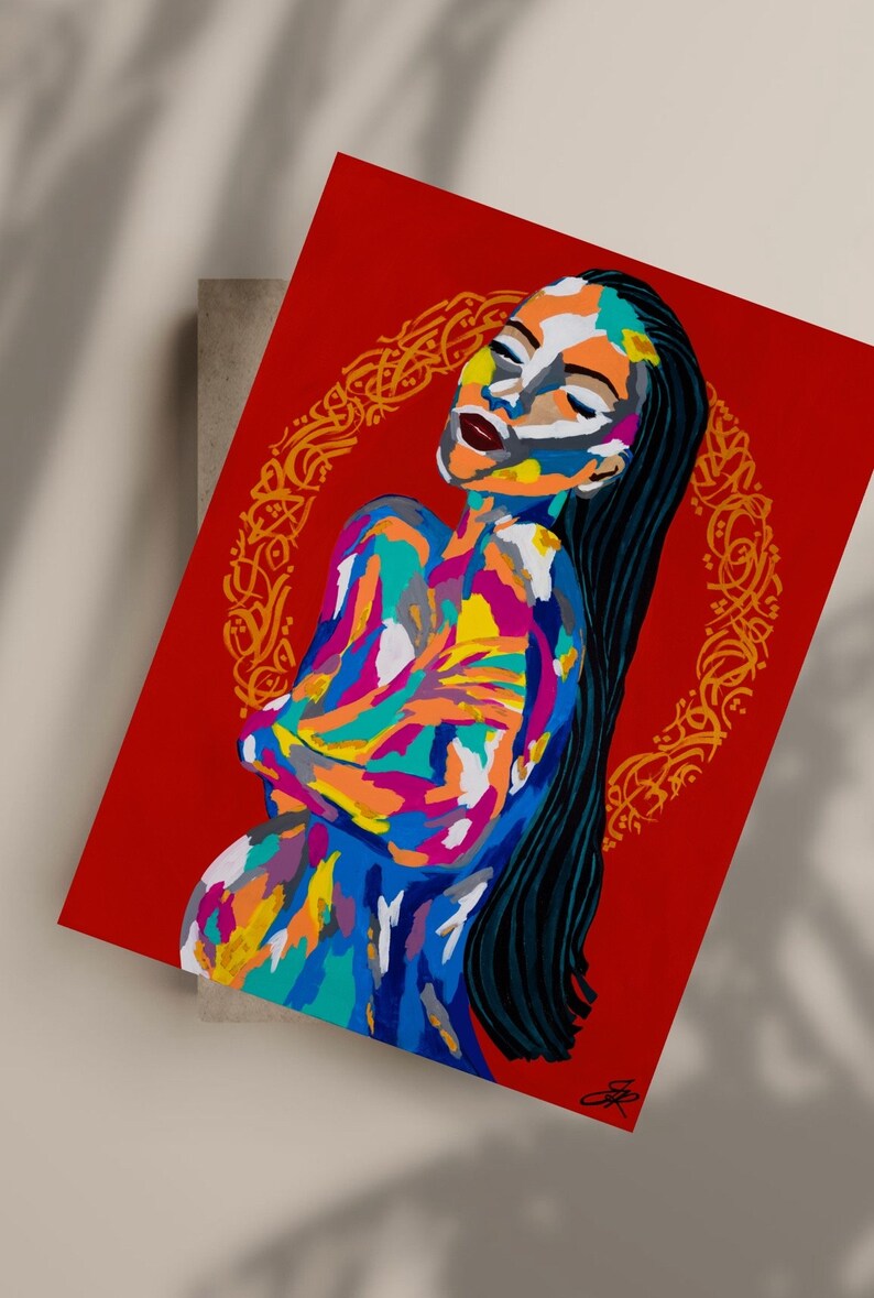 Regency Abstract Abstract Pregnant Woman Fine Art Print // Woman Silhouette & Arabic ...