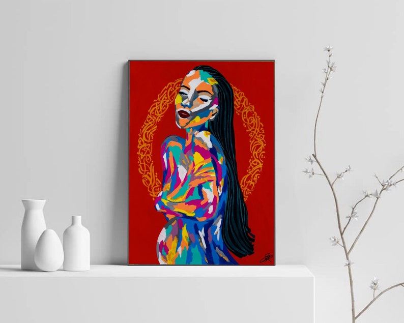 Regency Abstract Abstract Pregnant Woman Fine Art Print // Woman Silhouette & Arabic ...