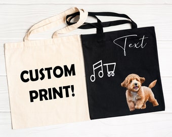 Custom Printed | Personalised Canvas Tote Bag | Text or Logo or Photo | Printed for Business or Event