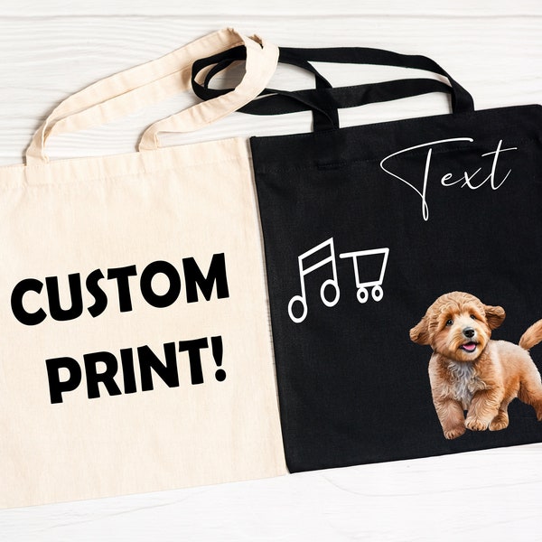 Custom Printed | Personalised Canvas Tote Bag | Text or Logo or Photo | Printed for Business or Event
