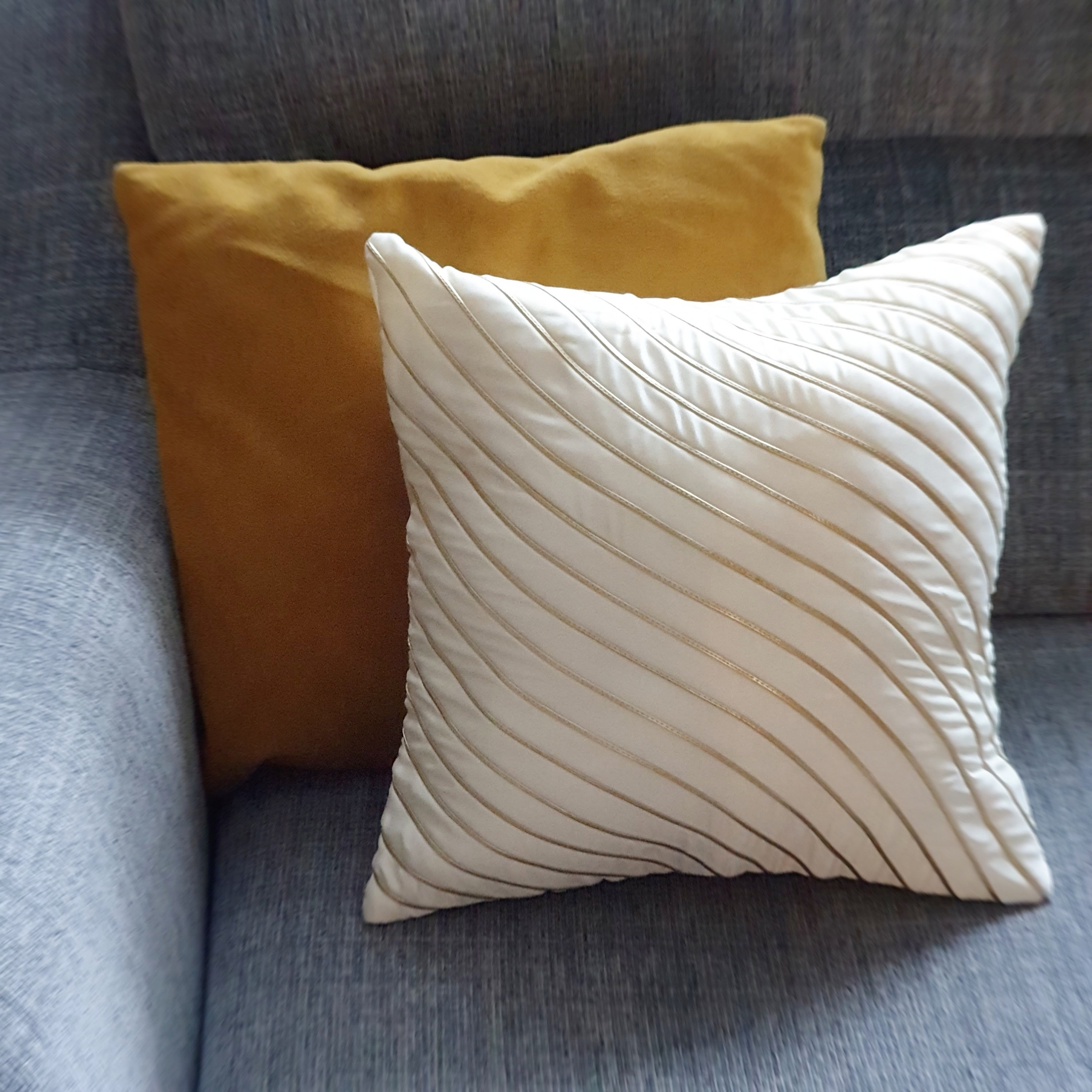 Luxury Designer Cream and Gold Satin Square Cushion Covers Etsy UK