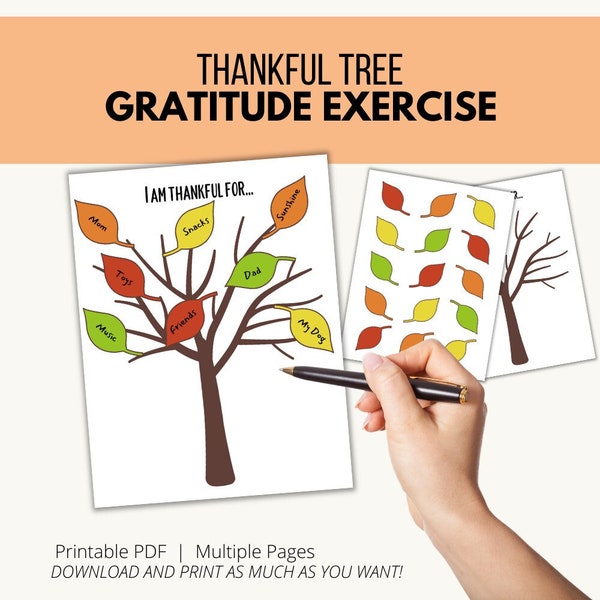 Digitaler Download Thankful Tree, Dankbarkeitsübung für Kinder (und Erwachsene!)