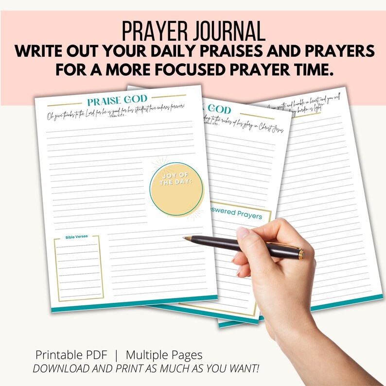 Prayer Journal Printable, Prayer Planner, Digital Prayer Journal and