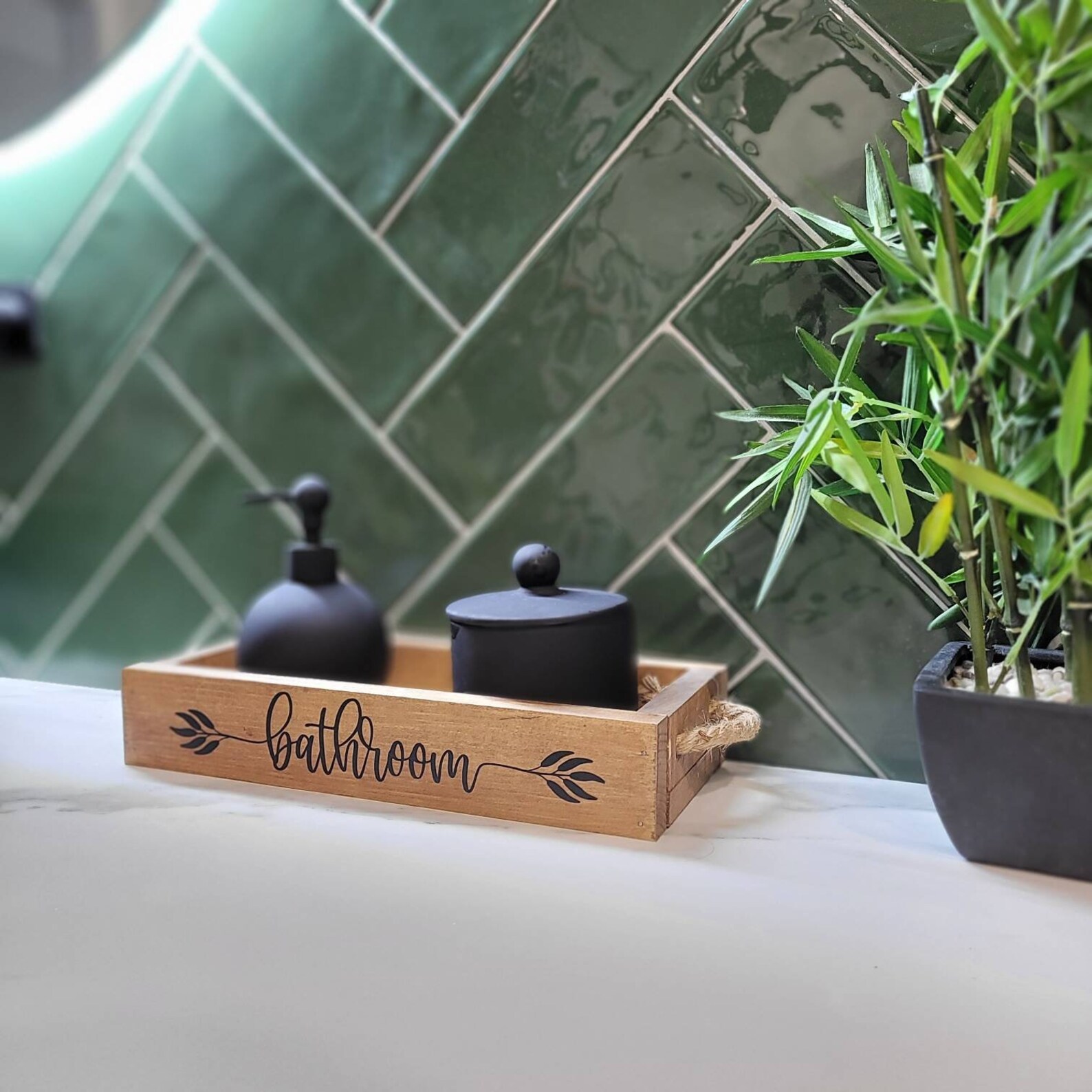 Bathroom Wooden Tray Bathroom Counter Tray Bathroom - Etsy
