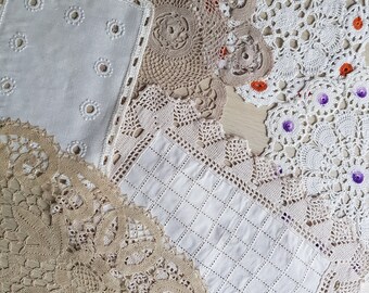 Vintage linen lace or crochet placemats