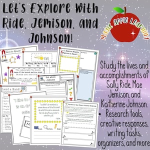 Women in Space, Space Unit Study, Science, Sally Ride, Katherine Johnson, and Mae Jemison Unit Study