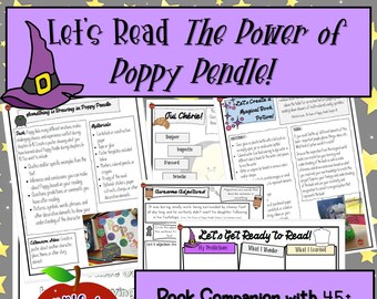 The Power of Poppy Pendle Book Activities and Novel Study, Elementary Language Arts, Homeschool Language Arts, Reading