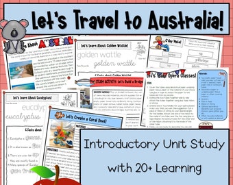 Australia Unit Study, Around the World Learning Activities, Geography, Social Studies, Countries, Homeschool