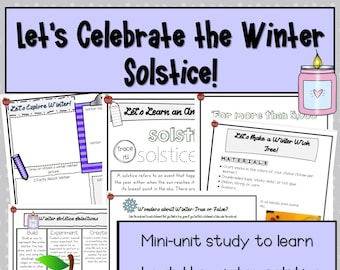 Winterzonnewende mini-eenheidstudie, winterleeractiviteiten, seizoensgebonden leren, vakantie-activiteiten, natuurstudie, thuisonderwijs