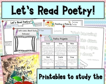 Emily Dickinson Poetry Study Biography Unit Study Poetry and Writing Activities