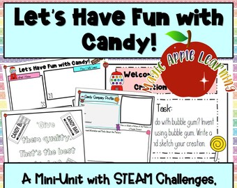 Mini-unité Candy, apprentissage sur le thème des bonbons, activités Candy, STEAM, recherche, écriture