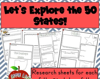 Learning the 50 States, Learn about the Fifty States, Social Studies, USA, History, Learning Activities and Organizers