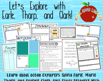 Ocean Explorers, Marie Tharp, Sylvia Earle, Eugenie Clark Unit Study, Women in Science, Science Study