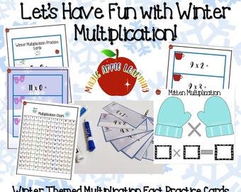 Multiplication Flashcards Winter Themed | Multiplication Charts | Skip Counting Activity