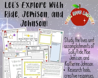 Women in Space, Space Unit Study, Science, Sally Ride, Katherine Johnson, and Mae Jemison Unit Study