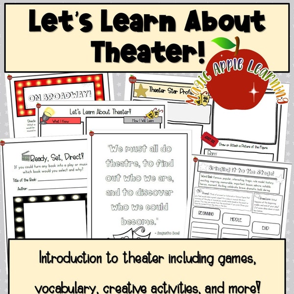 Introduction to Theater, Theater Unit Study, Theater and Drama Games, Creative Movement, Stage Activities