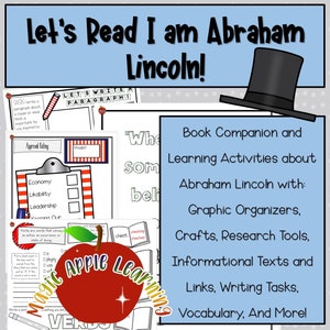 Abraham Lincoln Learning Activities, I am Abraham Lincoln Picture Book Study Companion, President Activities