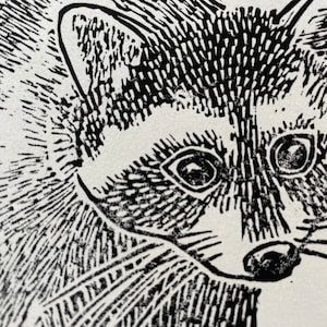 Raccoon- Original Linocut Print - Etsy