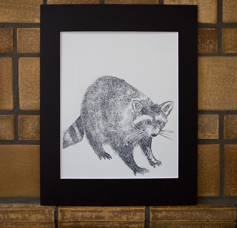 Raccoon- Original Linocut Print - Etsy