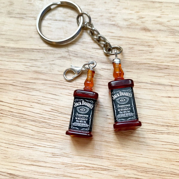 Jack Daniels Alcohol Bottle Resin Zipper Charm, Novelty Key Ring Pendant Bag/Book Charm Pendant