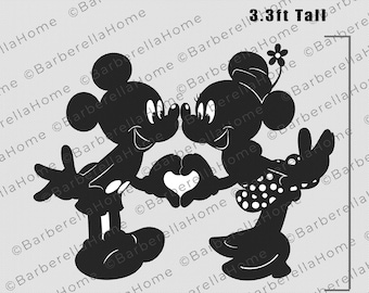 3.3ft Mice in LOVE Silhouette Template when made. Printable trace and Cut Valentine's Day Decor Templates / Stencils for lawn art. PDF