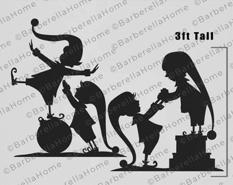 3ft Santa's Elves Template when made. Printable trace and Cut Christmas Silhouette Decor Templates / Stencils. PDF