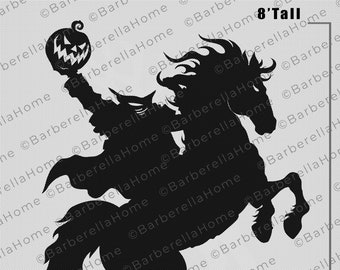 8ft Headless Horseman Template when made. Printable trace and Cut Halloween Silhouette Decor Templates / Stencils. PDF