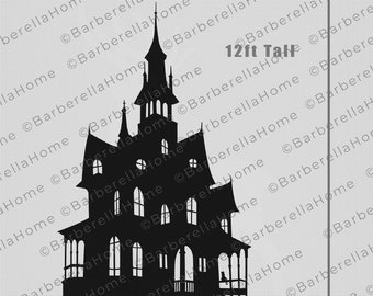 12ft Haunted House Template when made. Printable trace and Cut Halloween Silhouette Decor Templates / Stencils. PDF