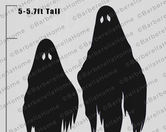 TWO 5-5.7ft scary ghosts Template when made. Printable trace and Cut Halloween Silhouette Decor Templates / Stencils. Yard art PDF pattern.
