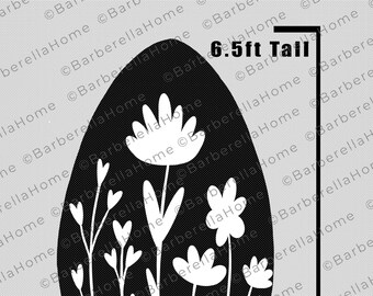 6.5ft Easter Egg with flowers Silhouette Template when made. Printable trace & Cut Easter / Spring Silhouette Decor Templates / Stencils.PDF