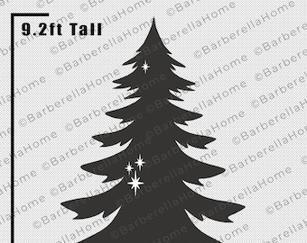 9,2ft kerstboomsjabloon wanneer gemaakt. Afdrukbare traceer en snij kerstsilhouet decorsjablonen / stencils. Pdf