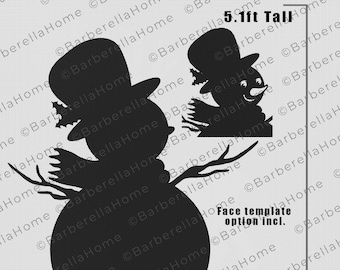 5.1ft Snowman Template when made. Printable trace and Cut Christmas Silhouette Decor Templates / Stencils. PDF