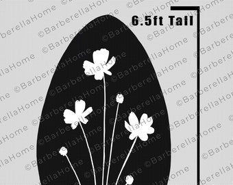 Plantilla de silueta de huevo de Pascua con flores de 6,5 pies cuando se hace. Plantillas / Plantillas de decoración de siluetas de Pascua / Primavera imprimibles para trazar y cortar.PDF