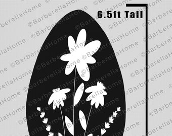6.5ft Easter Egg with flowers Silhouette Template when made. Printable trace & Cut Easter / Spring Silhouette Decor Templates / Stencils.PDF