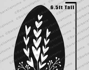 6.5ft Easter Egg with flowers Silhouette Template when made. Printable trace & Cut Easter / Spring Silhouette Decor Templates / Stencils.PDF
