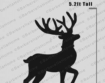 5.2ft Sleigh Reindeer Template when made. Printable trace and Cut Christmas Silhouette Decor Templates / Stencils. PDF